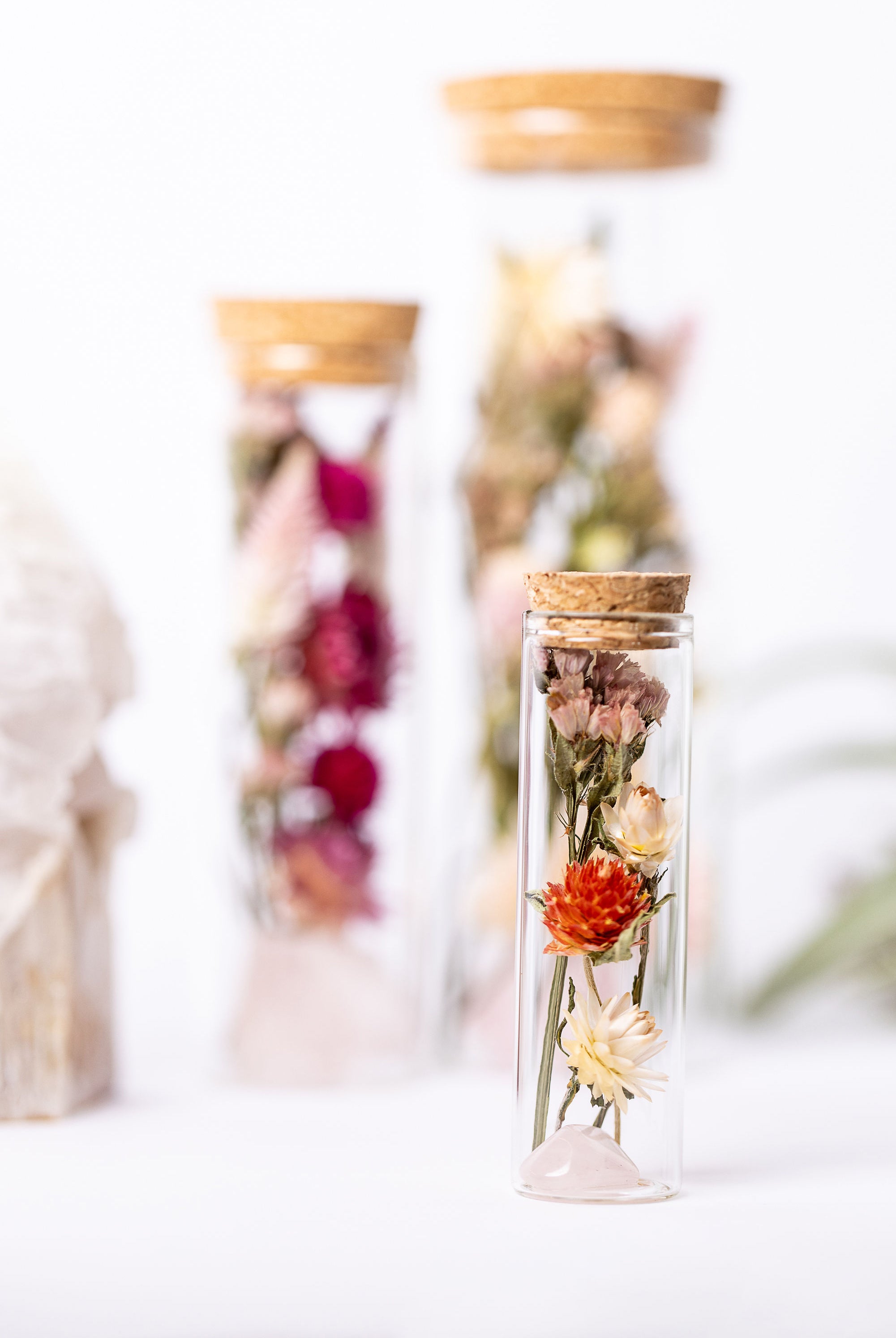 Dried Flower Herbarium - Rose Quartz Earth Vessel - MEDIUM - with decor