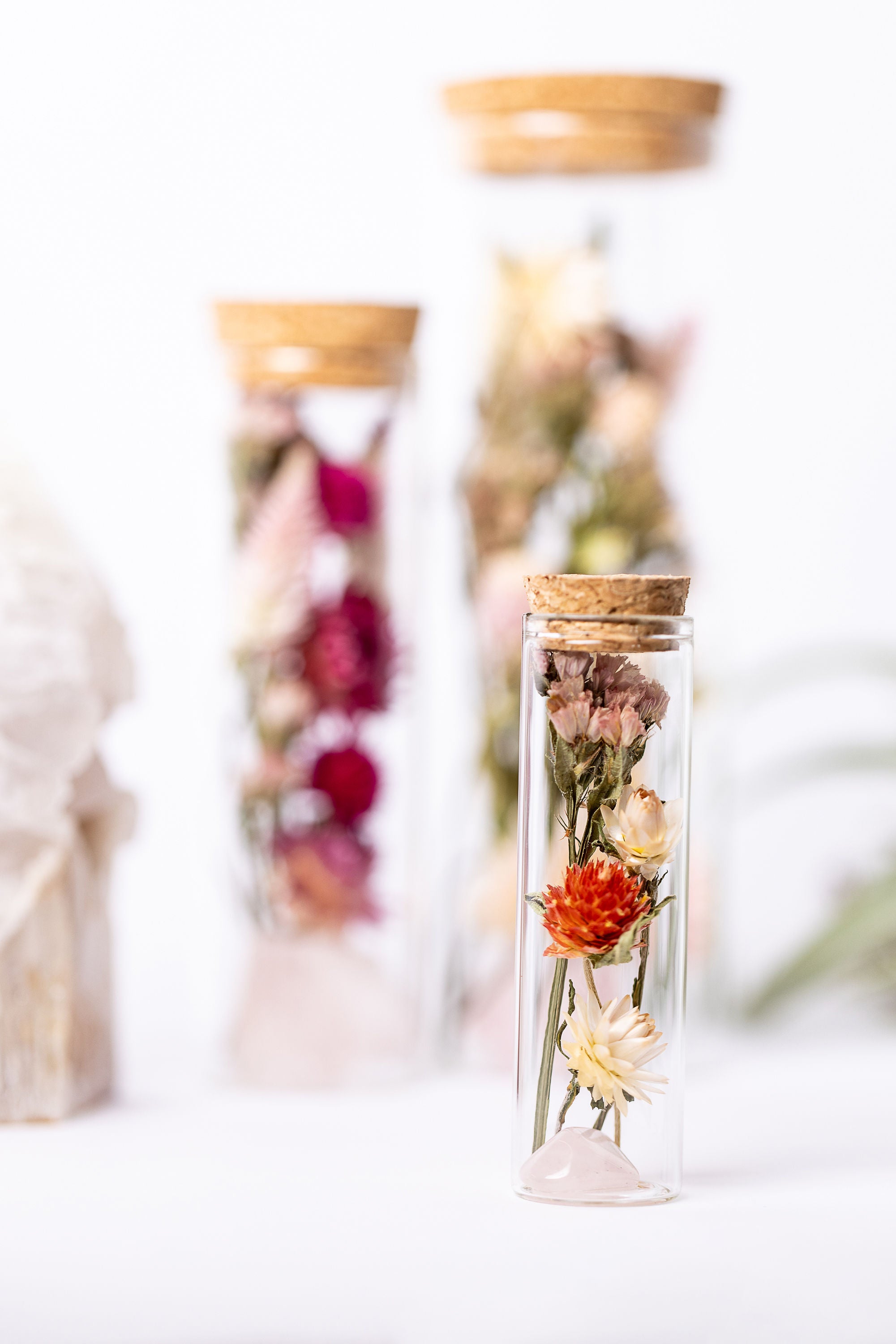 Dried Flower Herbarium - Rose Quartz Earth Vessel - MEDIUM - with decor