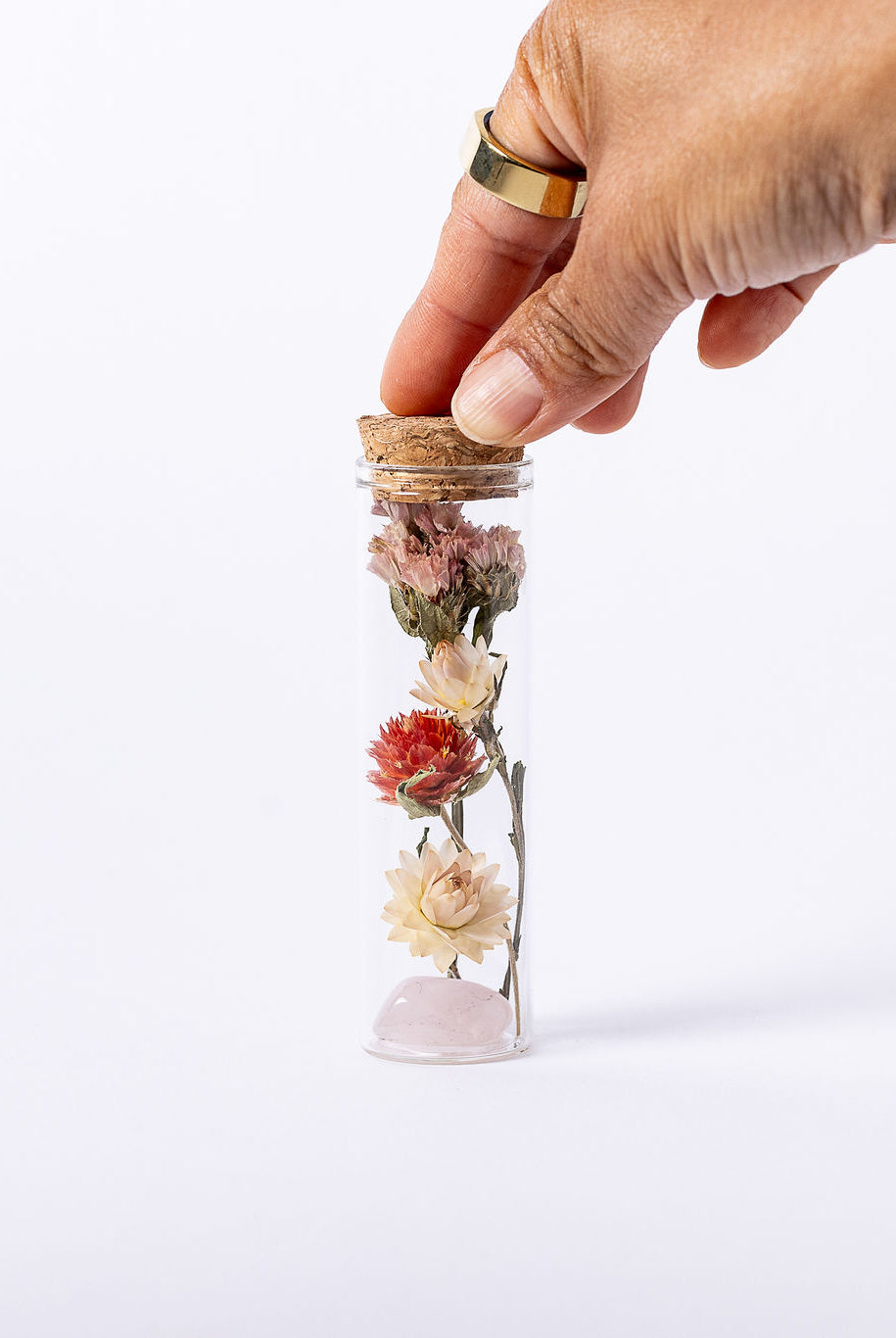 Dried Flower Herbarium - Rose Quartz Earth Vessel - MINI