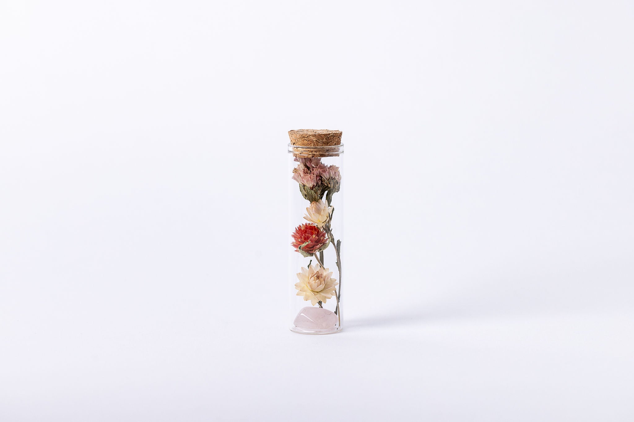 Dried Flower Herbarium - Rose Quartz Earth Vessel - MINI - with hand