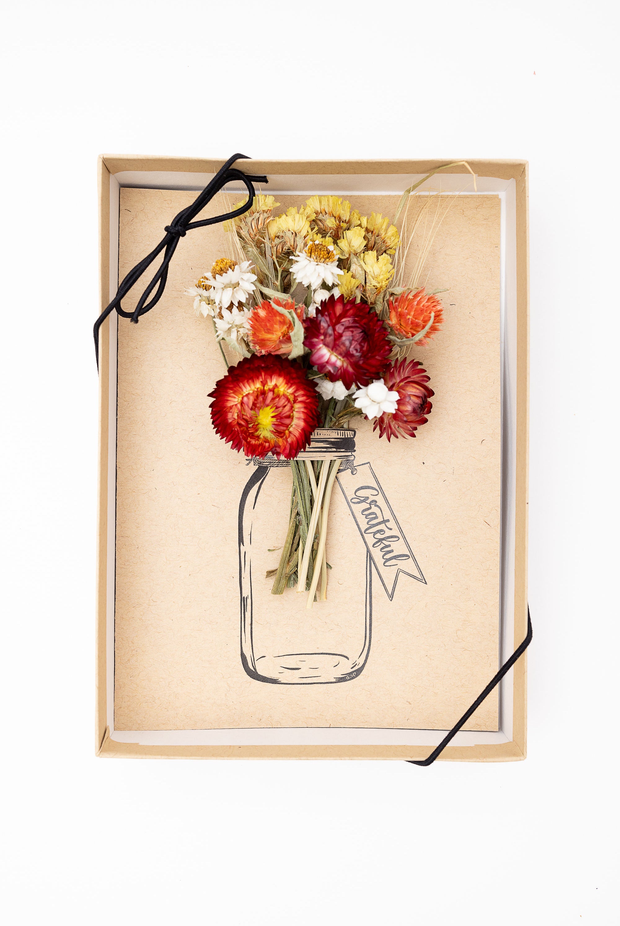 Grateful - Thank You Mason Jar - Dried Flower Greeting Card