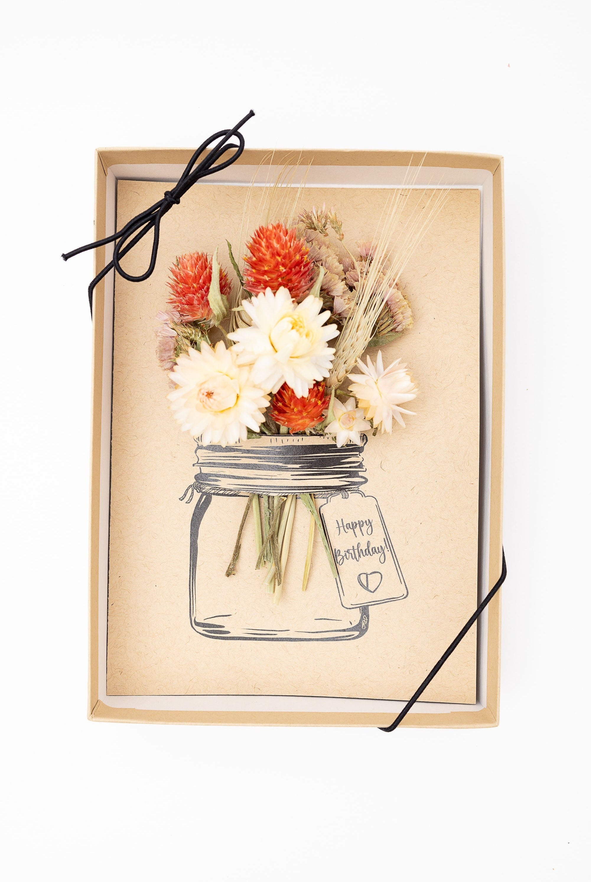 Happy Birthday - Mason Jar - Dried Flower Greeting Card