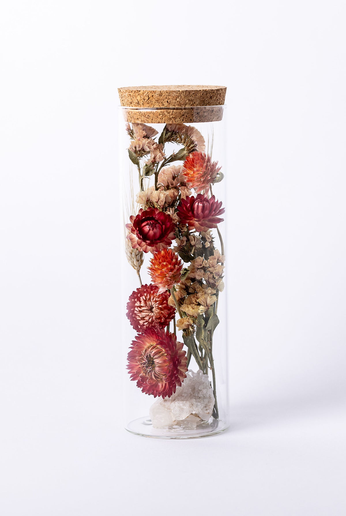 Dried Flower Herbarium - Clear Quartz Cluster Earth Vessel - LARGE