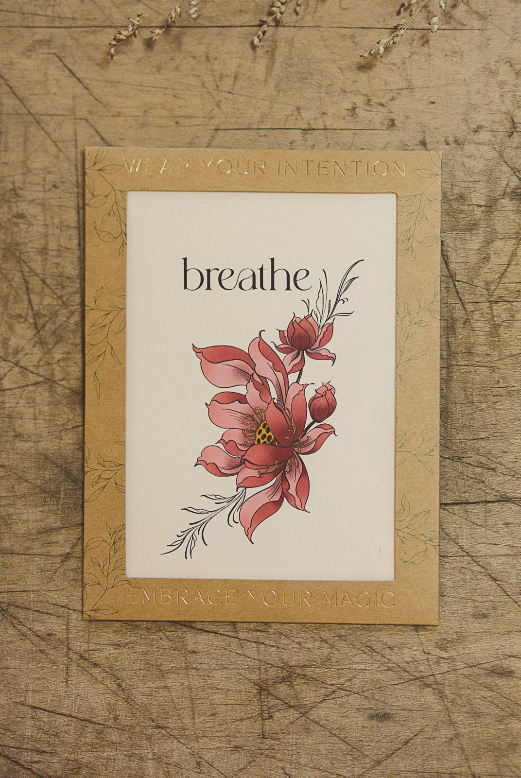Orchid and Pine Tiny Intentions "Breathe" tattoo packaging