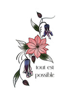 "Tout Est Possible" Clematis temporary tattoo sheet from Orchid and Pine Tiny Intentions collection.