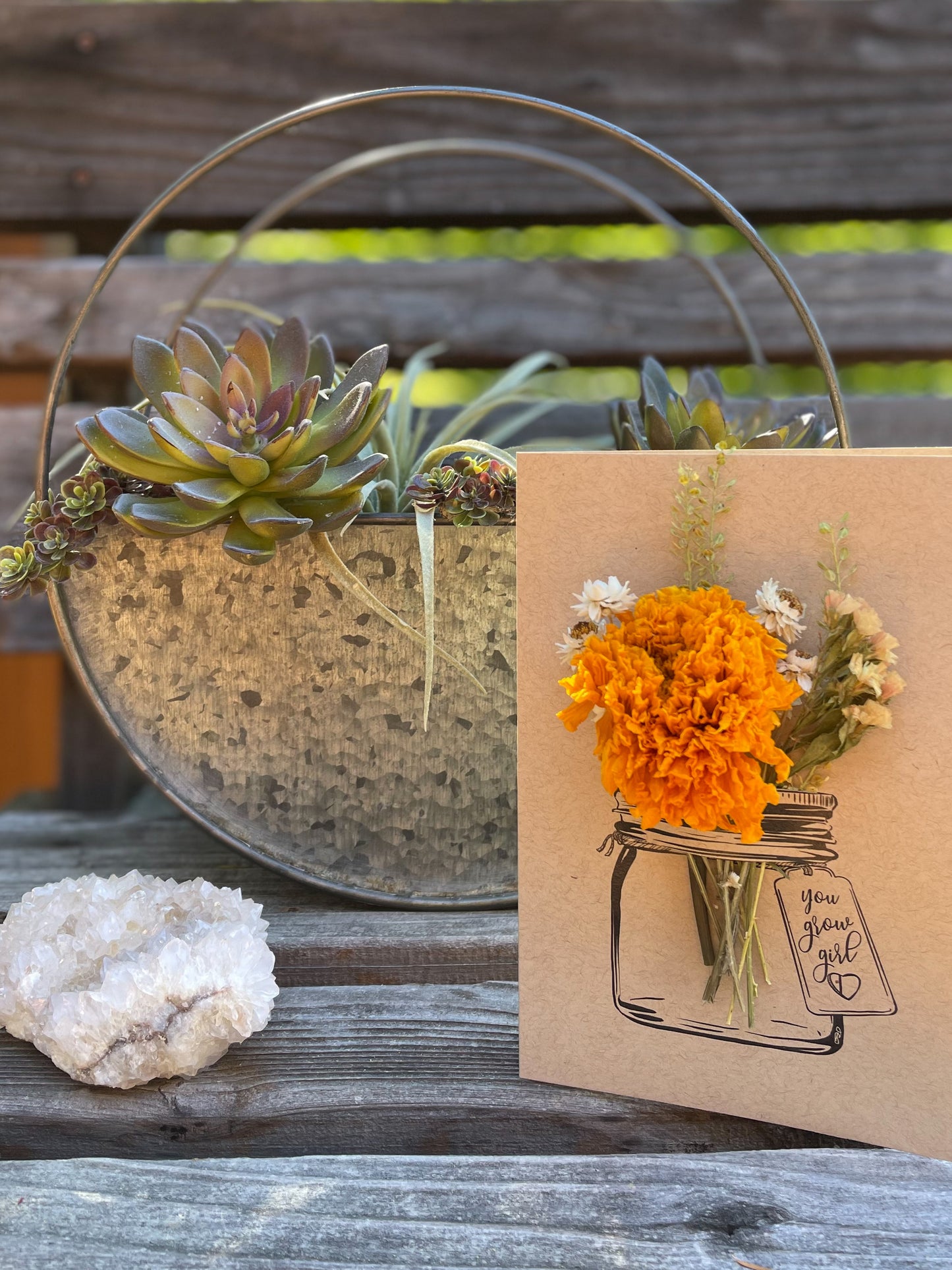 You Grow Girl - Mason Jar Bouquet Greeting Card