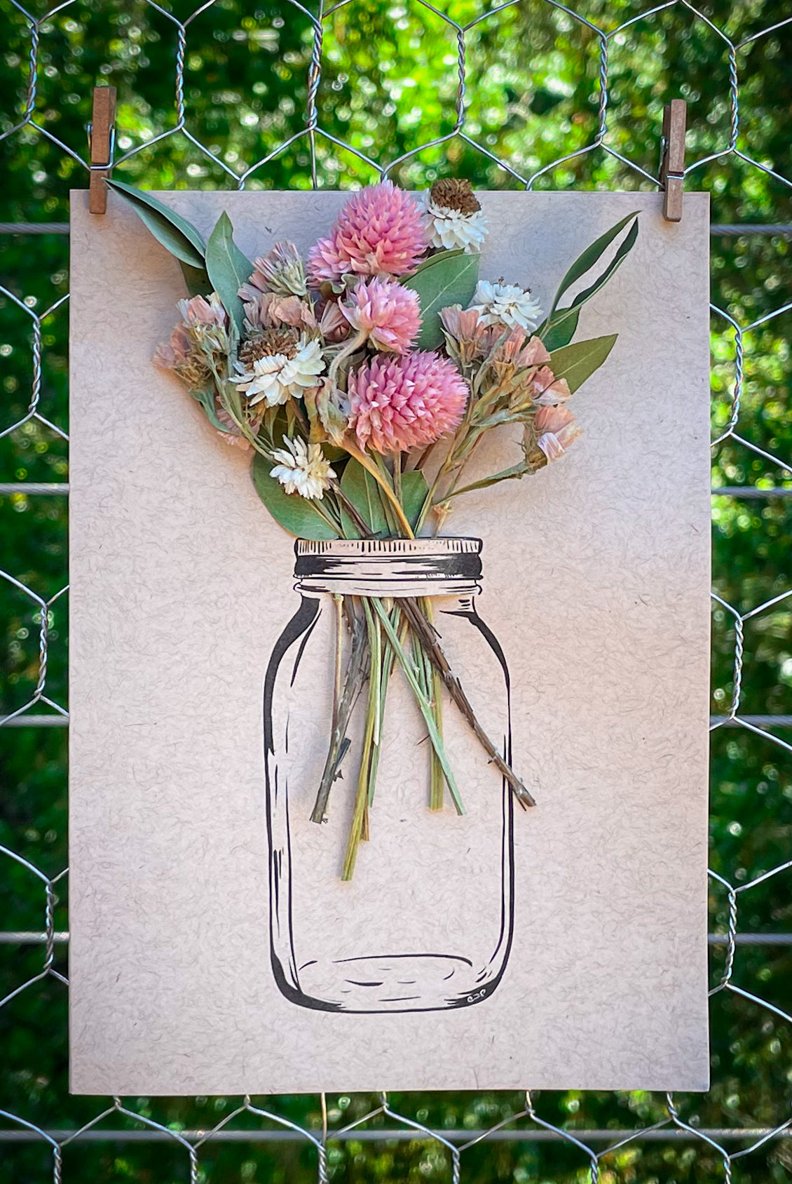 Just Because - Blank Space Mason Jar - Dried Flower Greeting Card - out of box