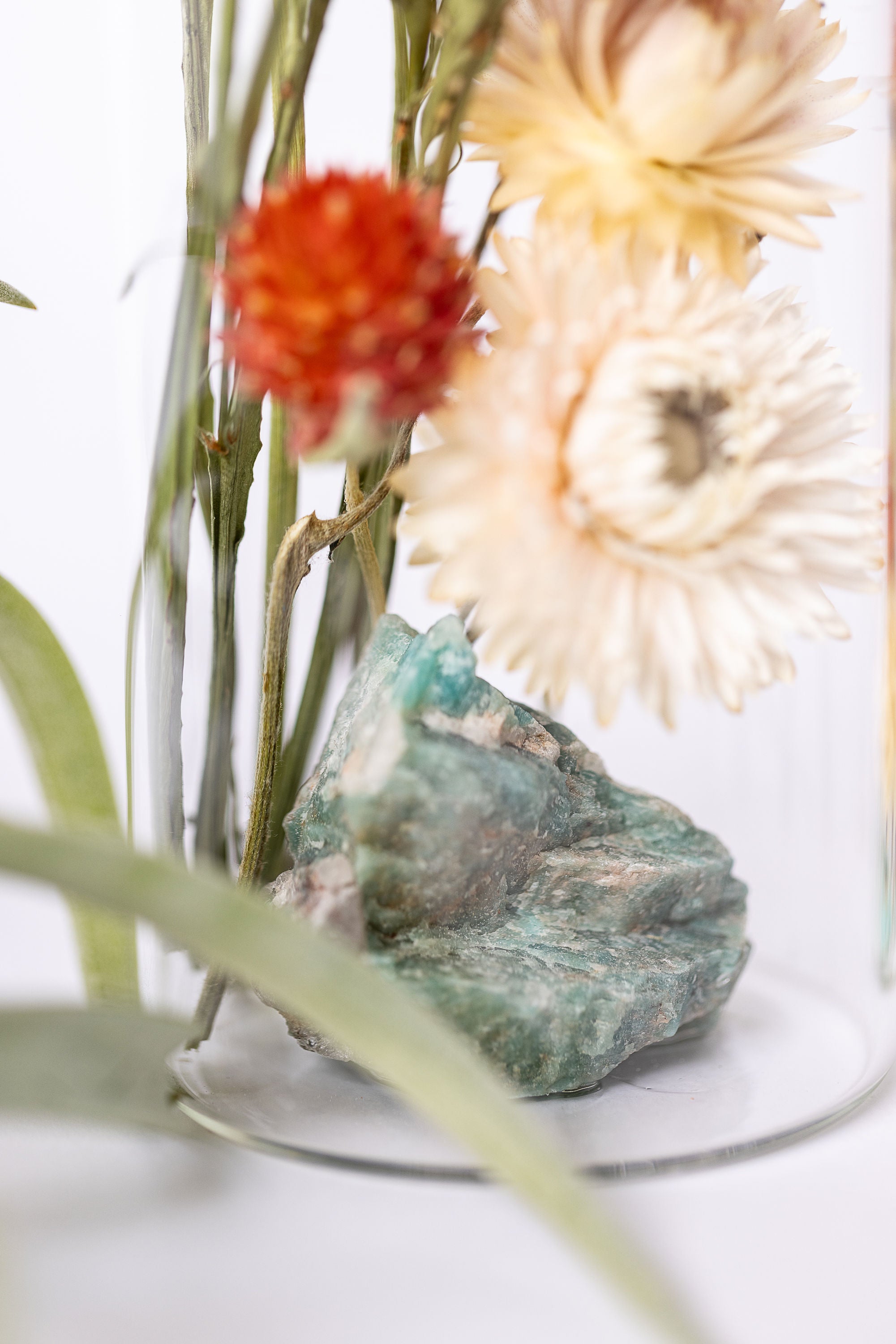 Dried Flower Herbarium - Amazonite Earth Vessel - crystal focus
