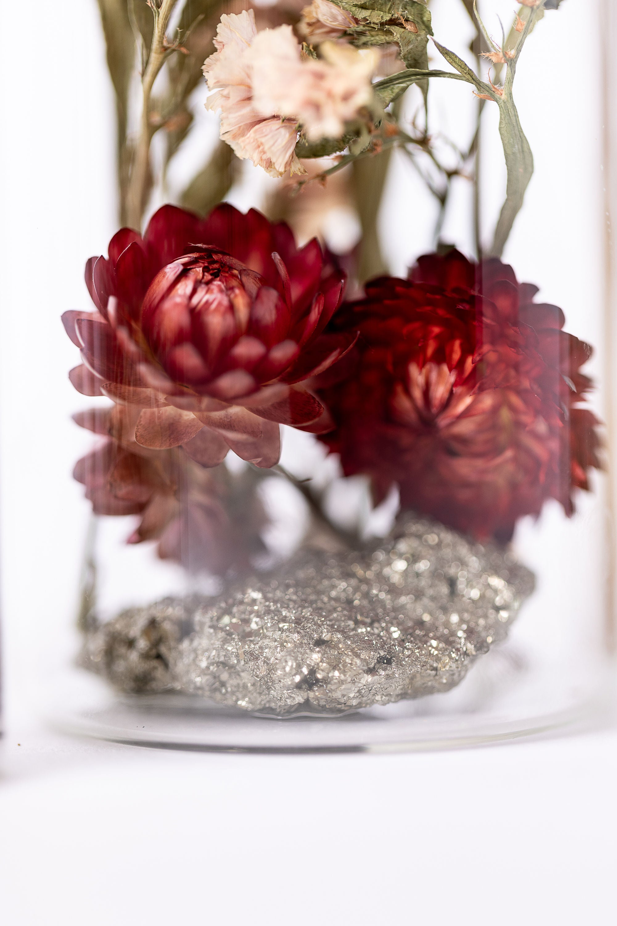 Dried Flower Herbarium - Pyrite Earth Vessel - LARGE - crystal focus