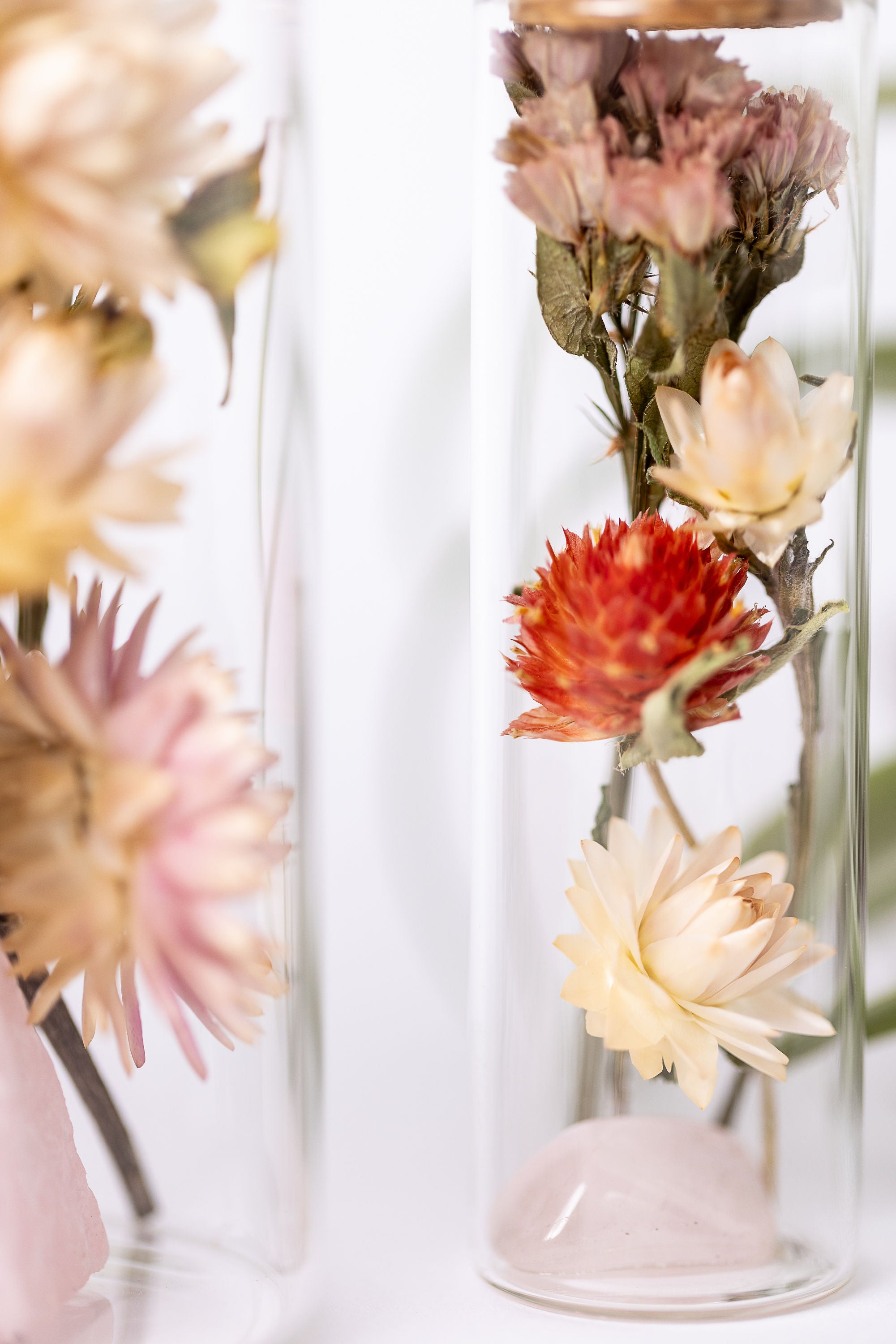 Dried Flower Herbarium - Rose Quartz Earth Vessel - MEDIUM - set of two