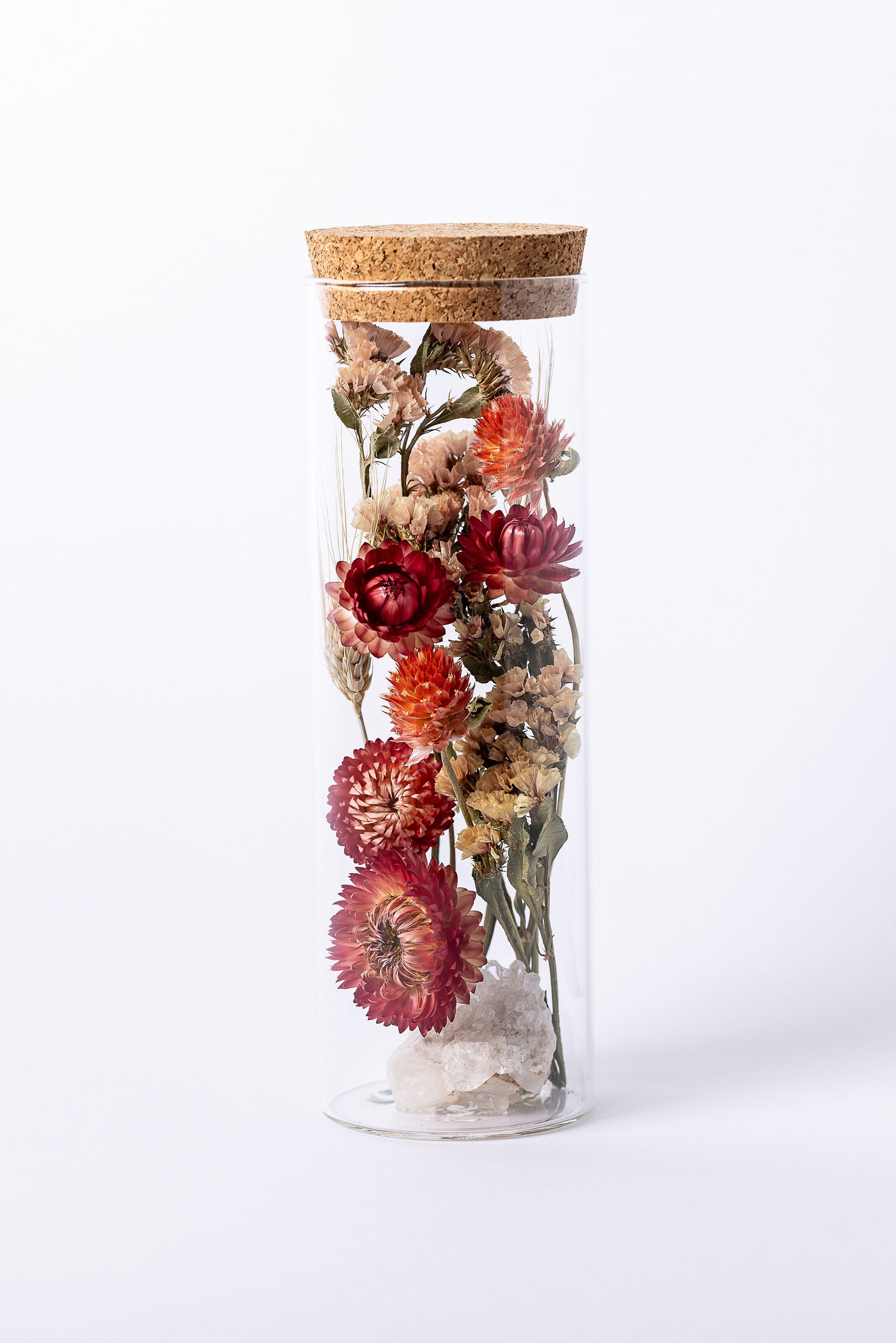 Dried Flower Herbarium - Clear Quartz Cluster Earth Vessel - LARGE