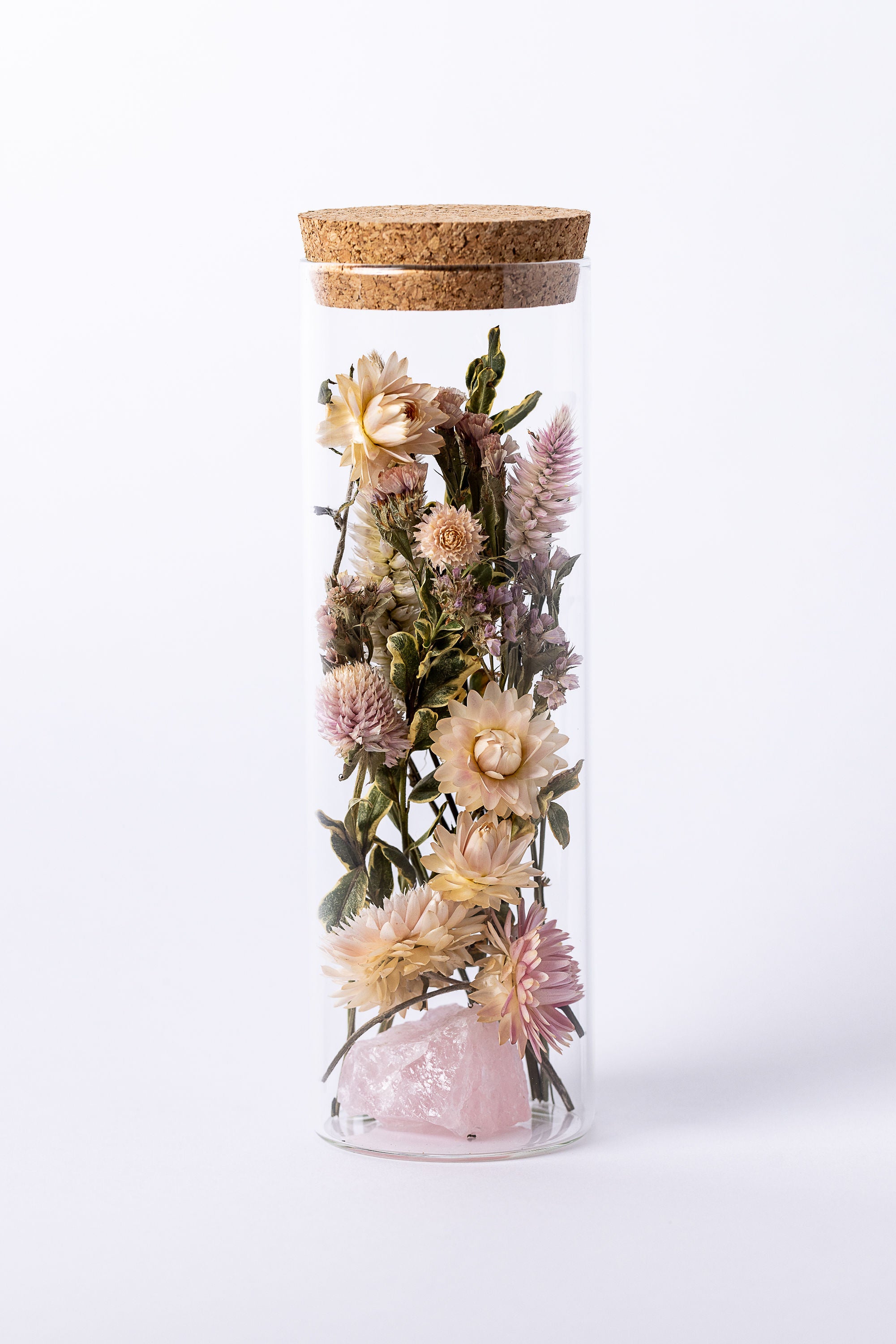 Dried Flower Herbarium - Rose Quartz Earth Vessel  - LARGE