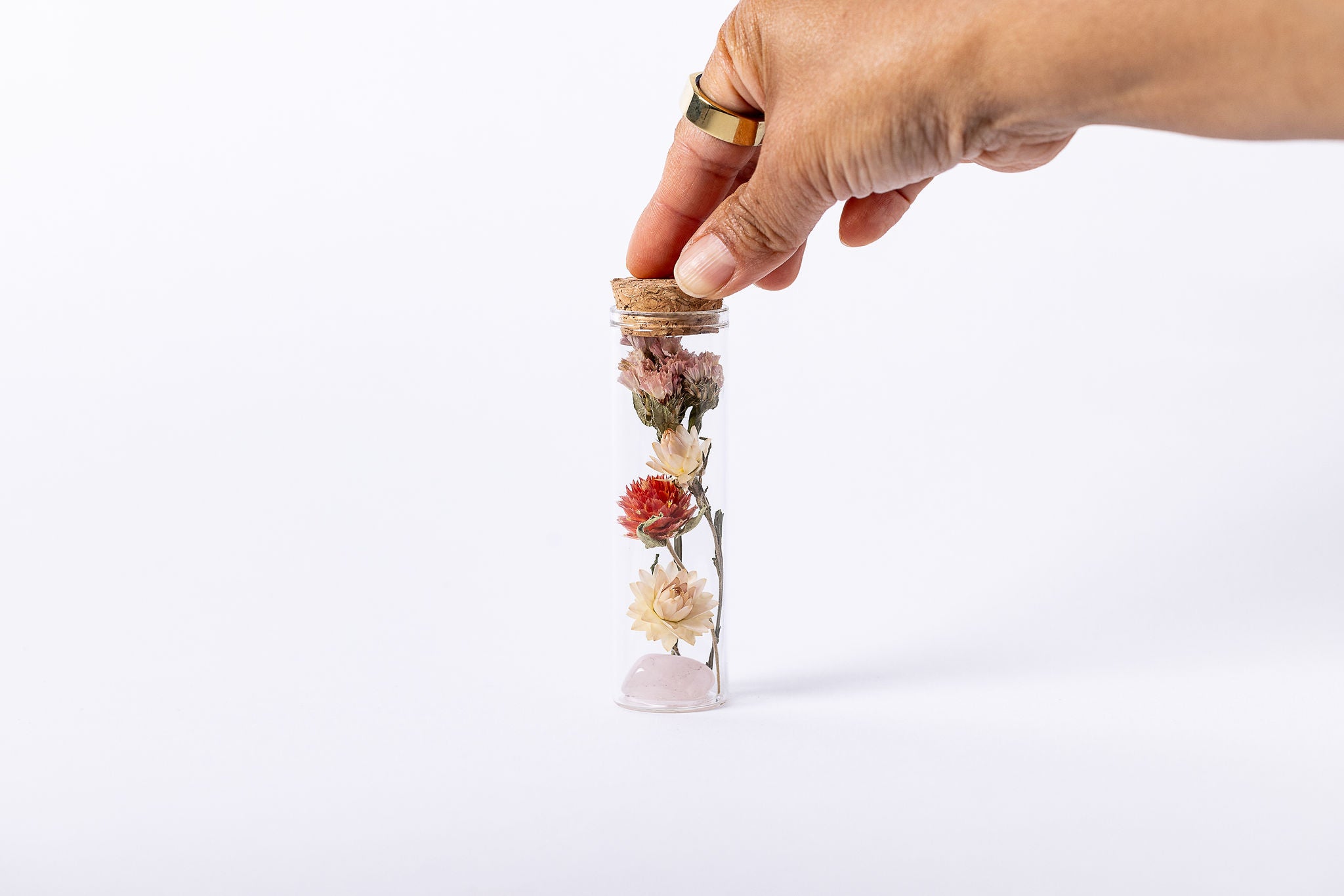 Dried Flower Herbarium - Rose Quartz Earth Vessel - MINI