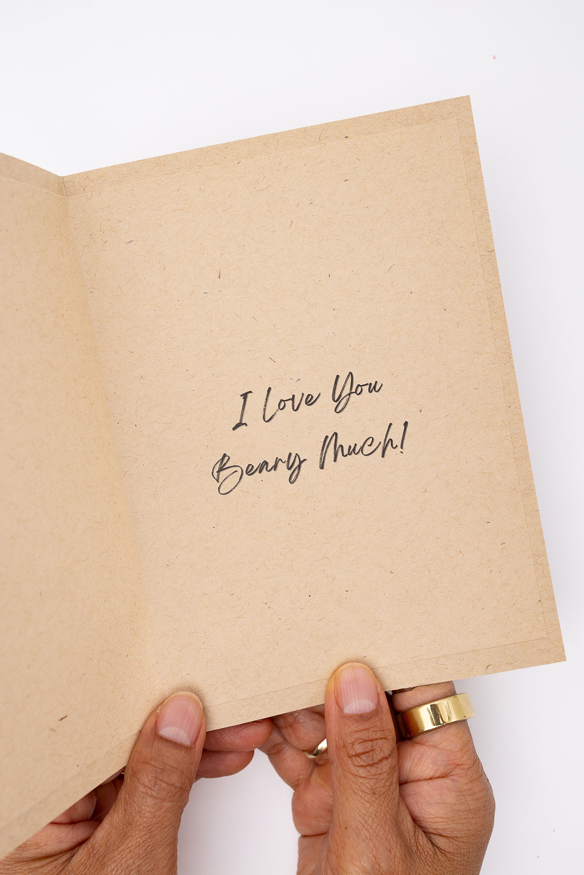 Bear Hug Snuggly - Dried Flower Greeting Card - 
I love you beary much message inside