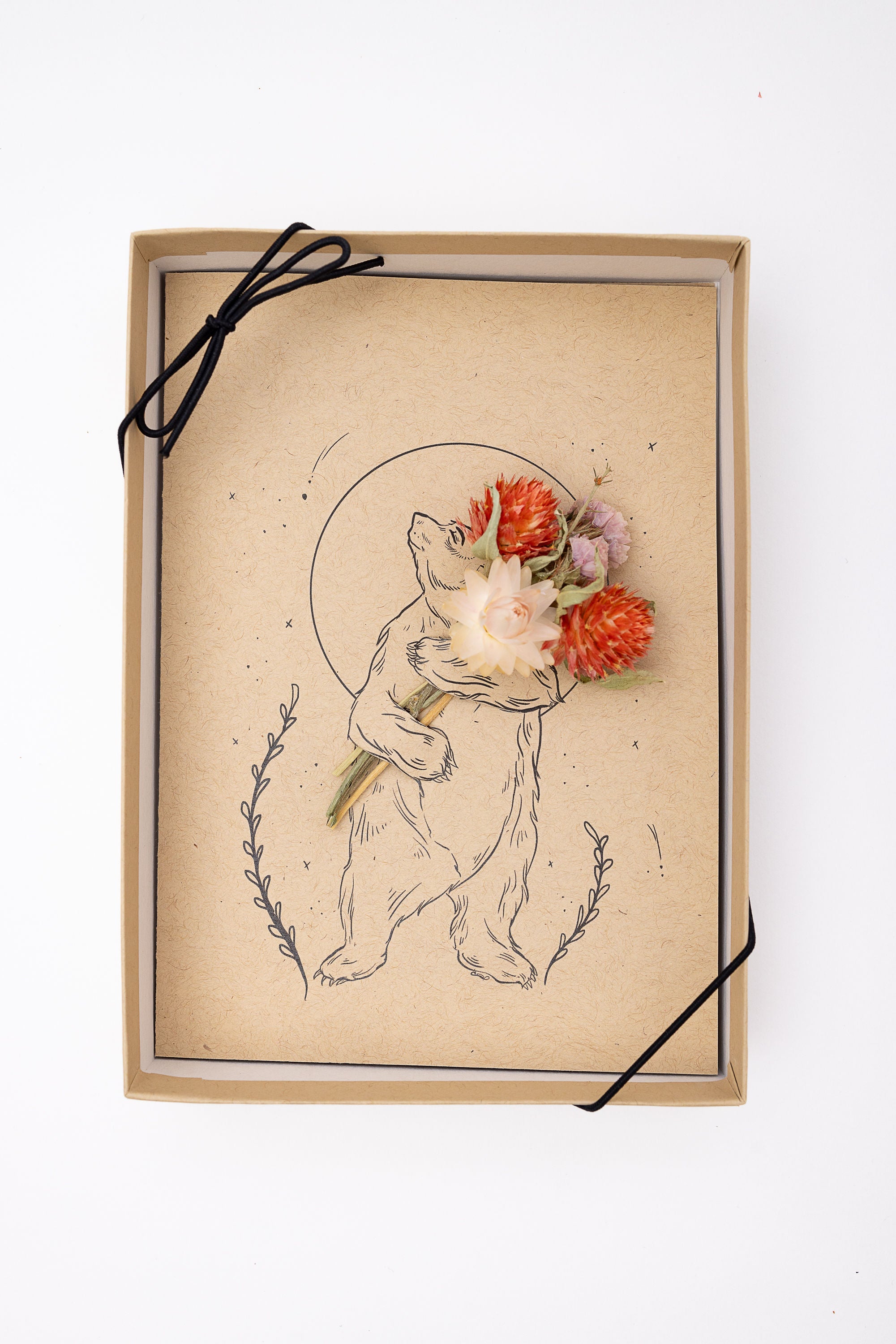 I Love You Beary Much - Moon Bear - Dried Flower Greeting Card