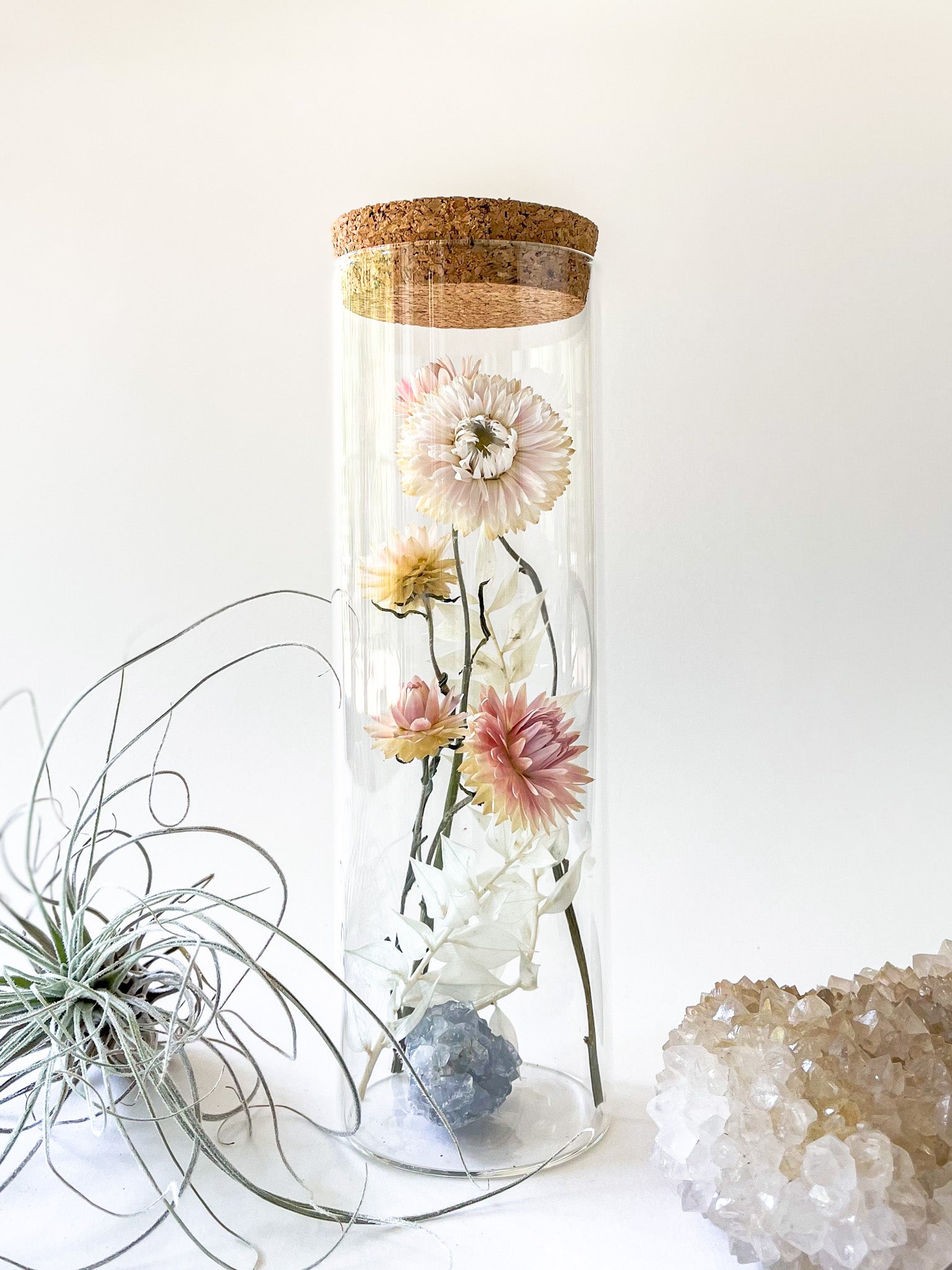 Dried Flower Herbarium - Blue Calcite Earth Vessel - LARGE - with decor